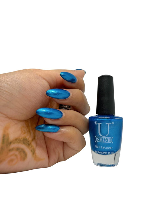 U Shine Hawaiian Surf |Blue Shimmer |11ml |No Paraben, Nail Yellowing, Chipping or Cracking & Long Wear | Vegan & FREE from Harmful Chemicals