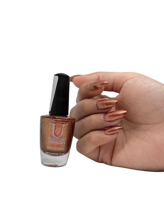 U Shine Bronzed my Cooper |Copper Shimmer |11ml |No Paraben, Nail Yellowing, Chipping or Cracking & Long Wear | Vegan & FREE from Harmful Chemicals