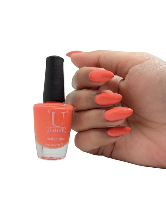 U Shine Orange Kiss |Coral Glossy Rainbow |11ml |No Paraben, Nail Yellowing, Chipping or Cracking & Long Wear | Vegan & FREE from Harmful Chemicals